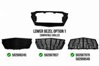 Lower Bezel Option 1 compatible OEM grilles: 502008245, 502007857, 502007979, and 502008548