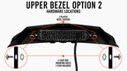 Upper Bezel Option 2 hardware locations: 2 plastic bezel screws, 2 light bar mounting bolts, and 2 star washers